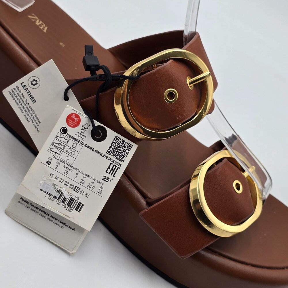 Zara Leather Platform Buckle Sandals - NWT - Picture 12 of 16
